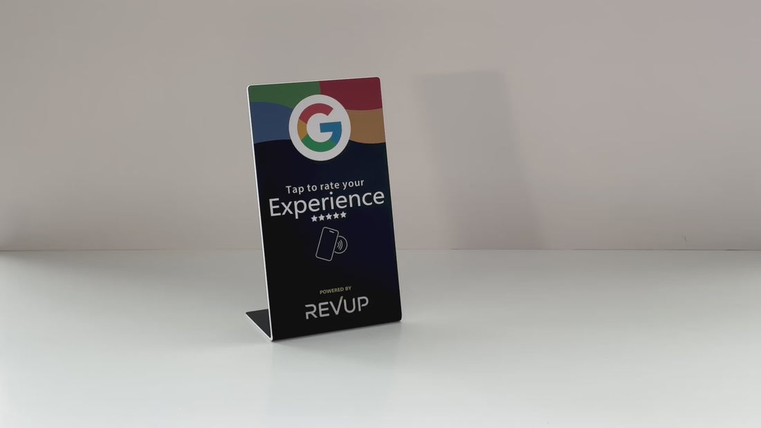 Revup Review Stand Demo: Tap Phone to Instantly Access Google Review Page